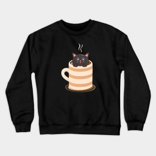 Cute Cat and Coffee Crewneck Sweatshirt